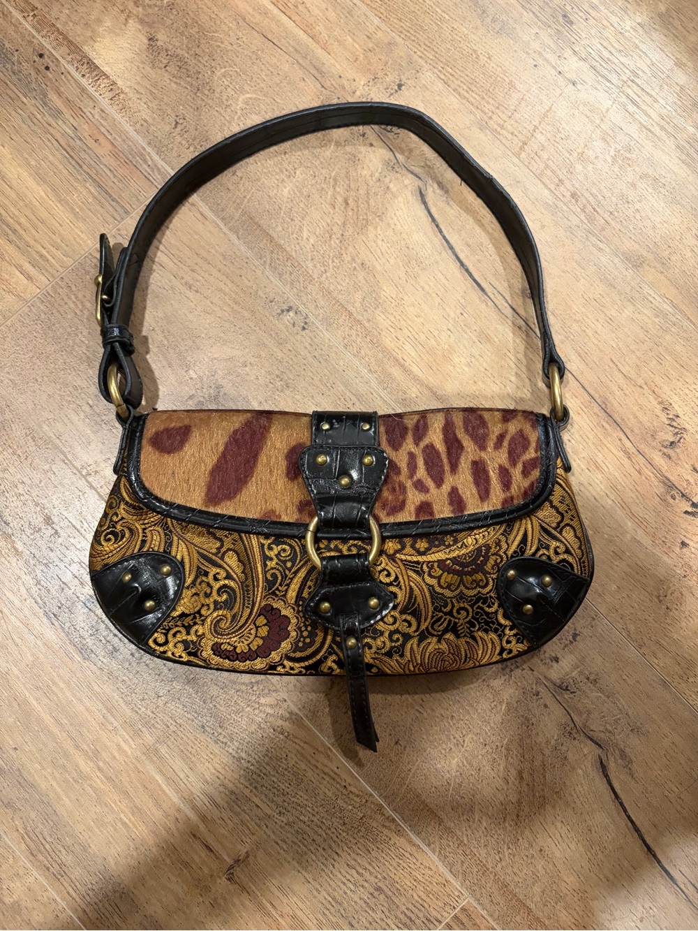 Nine West Paisley & Animal-Print Shoulder Bag in Brown and Black